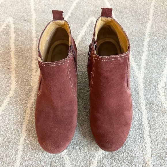 SoftSpots Burgundy Suede Leather Ankle Booties with Small Heel - Picture 4 of 10